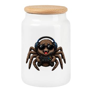 Araignée Araignée Joueur Drôle Rétro Animal - Boîte à biscuits avec couvercle en bois - blanc - Devant