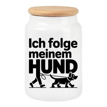 Ich Folge Meinem Hund - Keksdose mit Holzdeckel - Weiß - Vorne