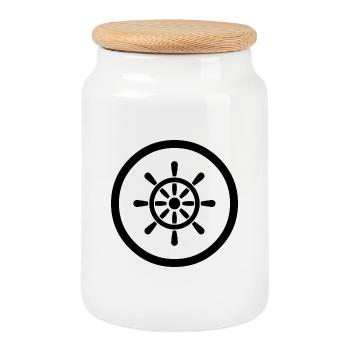 Voile - Boîte à biscuits avec couvercle en bois - blanc - Devant