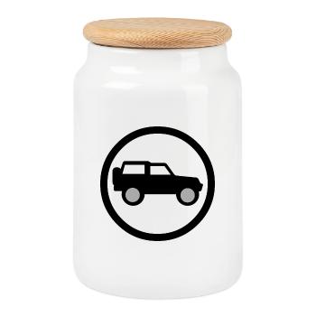 Auto - Keksdose mit Holzdeckel - Weiß - Vorne