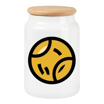 Tennis Ball Dog Toy Dog Sport Play - Cookie Jar with Wooden Lid - white - Front