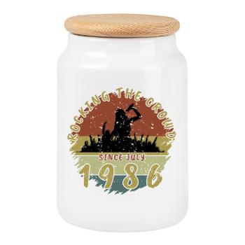 40th Birthday Rocking the crowd SNG 07/1986 - Cookie Jar with Wooden Lid - white - Front