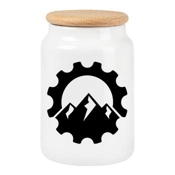 Kettenblatt Berg – MTB Bike Logo - Keksdose mit Holzdeckel - Weiß - Vorne