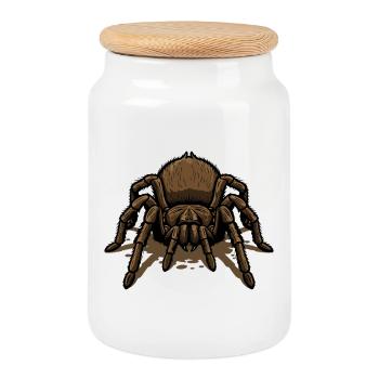 Tarantula Tarantula Crawl Tattoo Tarantula Spider - Cookie Jar with Wooden Lid - white - Front