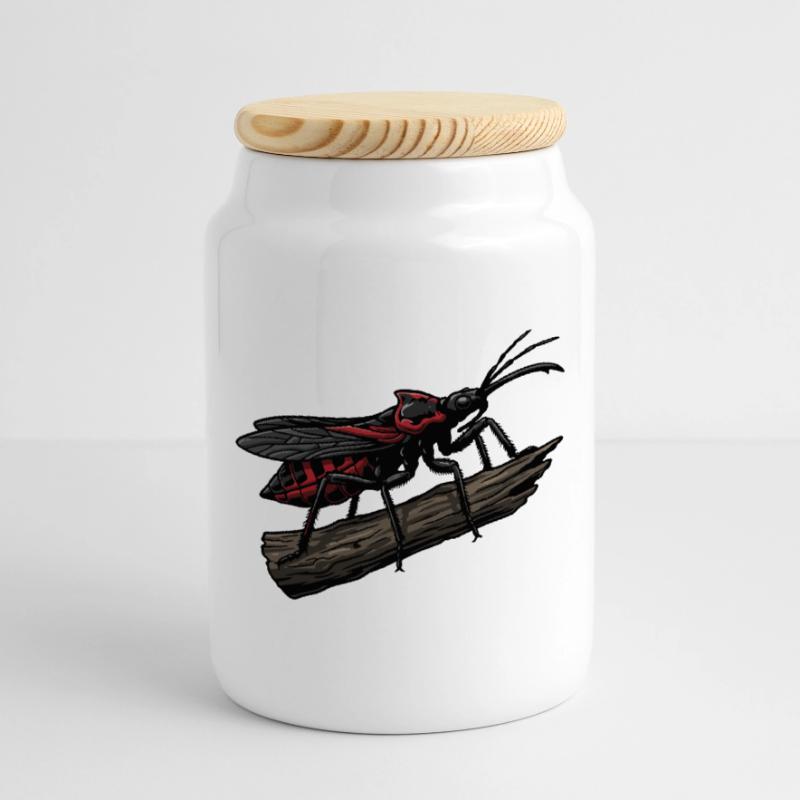 Bug Assassin, Bug Hunter, Red Strike Tattoo Keksdose mit Holzdeckel
