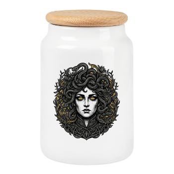 Medusa Serpent Crown - Cookie Jar with Wooden Lid - white - Front