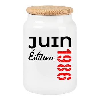 Juin 1986 - 40e anniversaire - Boîte à biscuits avec couvercle en bois - blanc - Devant