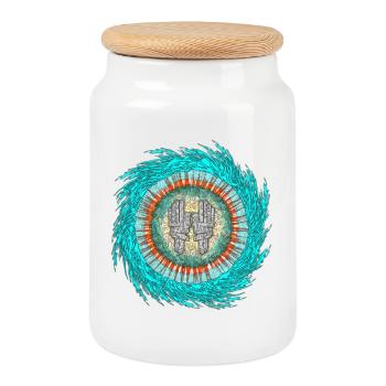Tiefenzyklus Mandala-Spirale yoga - Keksdose mit Holzdeckel - Weiß - Vorne