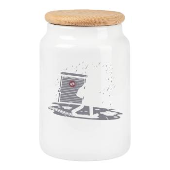 No bike in the rain today - Cookie Jar with Wooden Lid - white - Front
