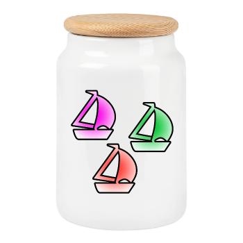 Sail - Cookie Jar with Wooden Lid - white - Front