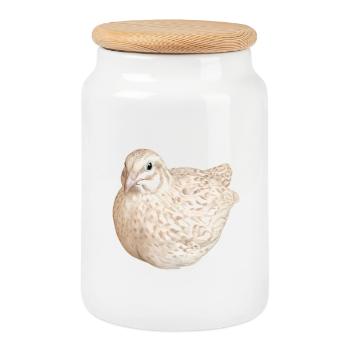 Cinnamon Spotted Quail Nature Illustration - Cookie Jar with Wooden Lid - white - Front