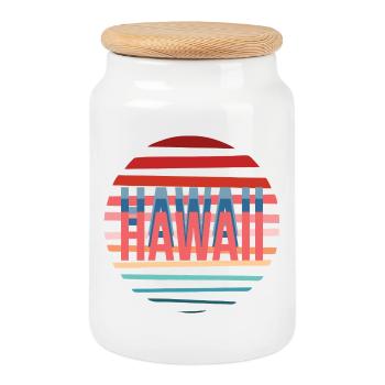 Hawaii Retro Sun - Boîte à biscuits avec couvercle en bois - blanc - Devant