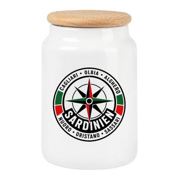 Sardinia compass rose minimalist travel tee - Keksdose mit Holzdeckel - Weiß - Vorne