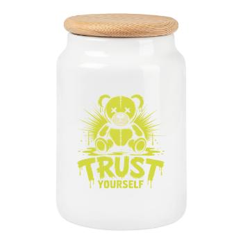Fais-toi confiance Teddy Bear Streetwear Grunge - Boîte à biscuits avec couvercle en bois - blanc - Devant