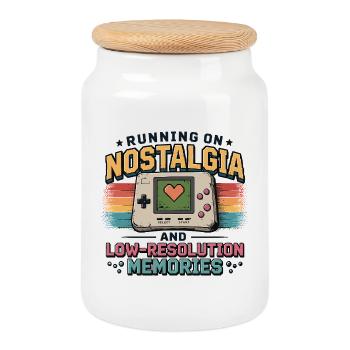 Running on Nostalgia and Low-Resolution Memories - Keksdose mit Holzdeckel - Weiß - Vorne