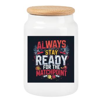 Always ready for the decisive moment - Cookie Jar with Wooden Lid - white - Front