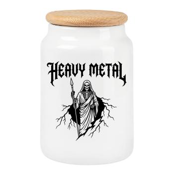 Heavy Metal Musik - Keksdose mit Holzdeckel - Weiß - Vorne