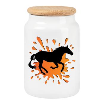 La silhouette d'un cheval Abaga et un tache - Boîte à biscuits avec couvercle en bois - blanc - Devant