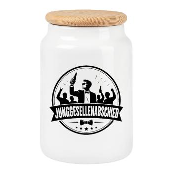 Junggesellenabschied - Keksdose mit Holzdeckel - Weiß - Vorne