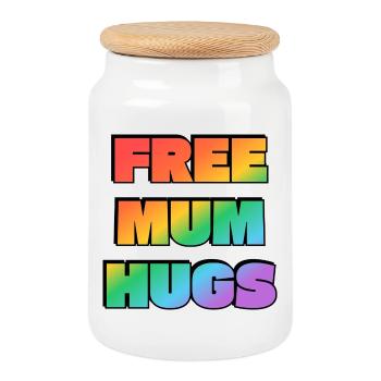 Maman gratuite câline arc-en-ciel Texte LGBT PRIDE - Boîte à biscuits avec couvercle en bois - blanc - Devant