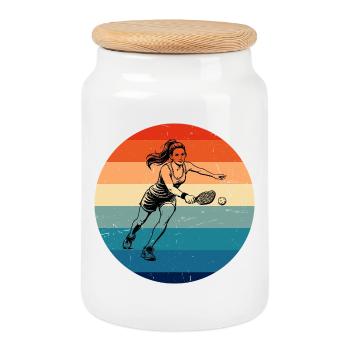 Pickleball Game Design for Pickleball Coach Fans - Cookie Jar with Wooden Lid - white - Front