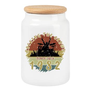 44e anniversaire Faire vibrer la foule DRM 07/1982 - Boîte à biscuits avec couvercle en bois - blanc - Devant