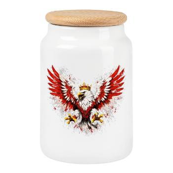Blason de l’aigle polonais – Drapeau épique - Boîte à biscuits avec couvercle en bois - blanc - Devant