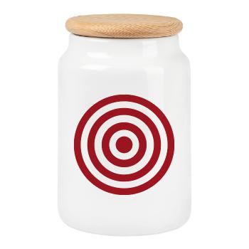 Bullseye-Ziel - Keksdose mit Holzdeckel - Weiß - Vorne