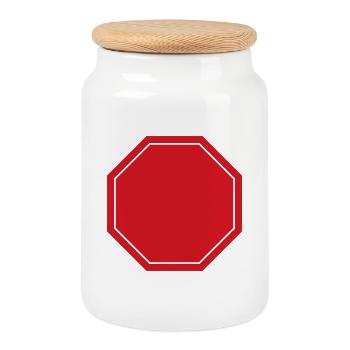 Blank Stop Sign - Cookie Jar with Wooden Lid - white - Front