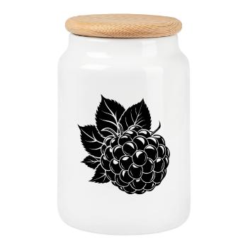 Brombeeren - Keksdose mit Holzdeckel - Weiß - Vorne