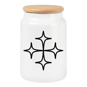 Conception de la Croix Étoilée - Boîte à biscuits avec couvercle en bois - blanc - Devant
