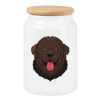 Terre-Neuve (portrait/bande dessinée) - Boîte à biscuits avec couvercle en bois - blanc - Devant
