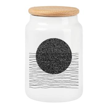 Conception du cercle et des lignes du Bauhaus - Boîte à biscuits avec couvercle en bois - blanc - Devant