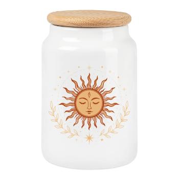 Mittsommer Sonne – Spirituelles Symbol für Sommer - Keksdose mit Holzdeckel - Weiß - Vorne