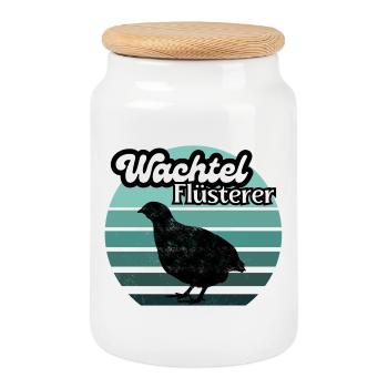 Wachtel Flüsterer - Keksdose mit Holzdeckel - Weiß - Vorne
