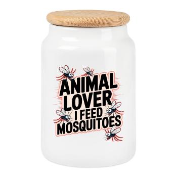 Animal Lover I Feed Mosquitoes - Lustige Mücken  - Keksdose mit Holzdeckel - Weiß - Vorne