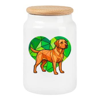 Cubist Labrador Retriever Geometric Heart Pet Art - Cookie Jar with Wooden Lid - white - Front