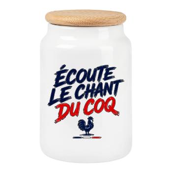 Cri de supporter français écoute le chant du coq - Boîte à biscuits avec couvercle en bois - blanc - Devant