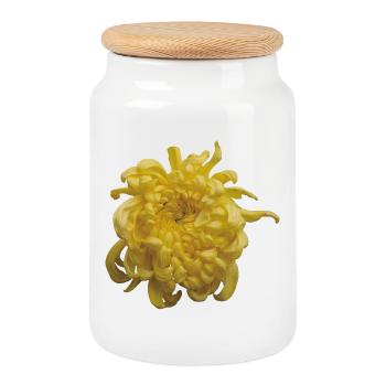 Vibrant_Yellow_Chrysanthemum_Flower - Keksdose mit Holzdeckel - Weiß - Vorne