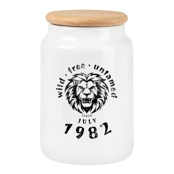 44. Geburtstag Sauvage, libre et indompté depuis 07/1982 - Boîte à biscuits avec couvercle en bois - blanc - Devant