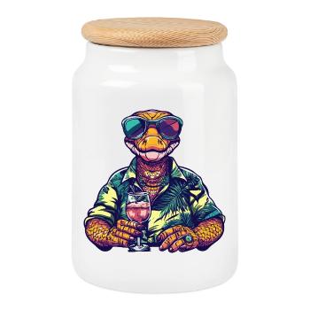Été de bandes dessinées Snake Cobra - Boîte à biscuits avec couvercle en bois - blanc - Devant