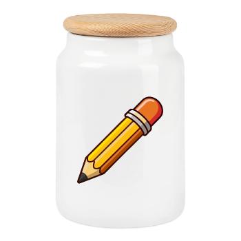 Cartoon Bleistift-Clipart - Keksdose mit Holzdeckel - Weiß - Vorne