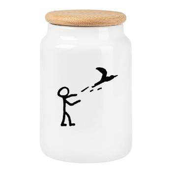 Let fly - Cookie Jar with Wooden Lid - white - Front