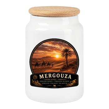Mergouza Marokko Sahara Wüste Kamele Sonne - Keksdose mit Holzdeckel - Weiß - Vorne