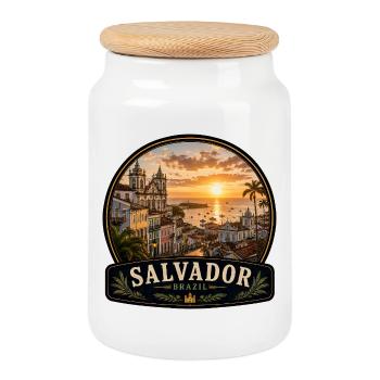 Kolonialer Stil Hafenstadt Salvador Brasilien - Keksdose mit Holzdeckel - Weiß - Vorne