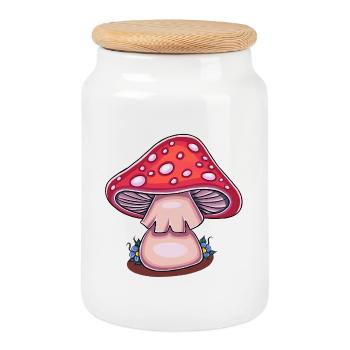 Cottage Champignon Magique - Boîte à biscuits avec couvercle en bois - blanc - Devant