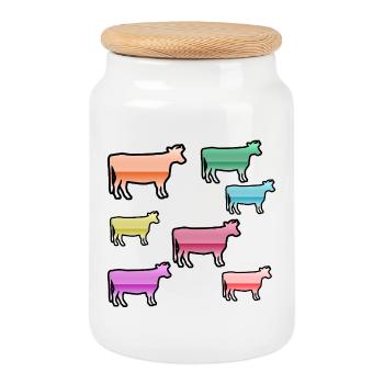 Vaches - Boîte à biscuits avec couvercle en bois - blanc - Devant