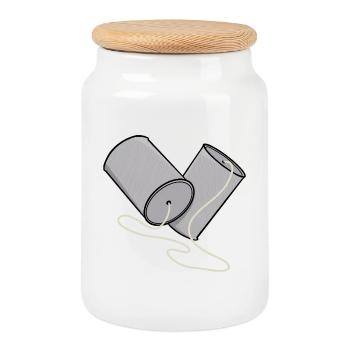 Blechdosen-Handy-Nostalgie - Keksdose mit Holzdeckel - Weiß - Vorne