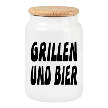 Grillen - Keksdose mit Holzdeckel - Weiß - Vorne