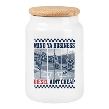 Mind Ya Business Diesel Ain't Cheap Geschenk - Keksdose mit Holzdeckel - Weiß - Vorne